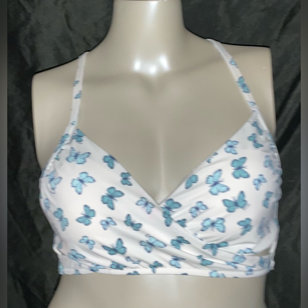 Pink Victoria’s Secret swim  butterfly print body wrap top
